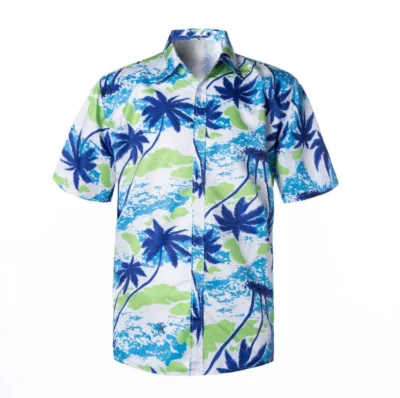 カスタム ポリエステル ハワイアン シャツ ドレス シャツ卸売綿デジタル昇華印刷メンズ アロハ シャツ